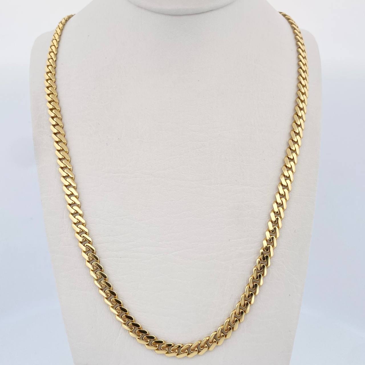 Cadena Cubana infinito 19.45gr / 61.5cm / 4.9mm Circones Blancos Oro Amarillo +2 18K &