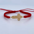 Pulsera Tejida Roja Cruz Cristo 0.95gr / Oro Amarillo 18K $
