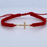 Pulsera Tejida Roja Cruz 0.5gr / Oro Amarillo 18K $
