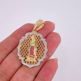 Dije Virgen De Guadalupe Enmallada 8.4 g / 5 cm Dos Oros Amarillo Blanco 18K
