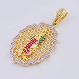 Dije Virgen De Guadalupe Enmallada 8.4 g / 5 cm Dos Oros Amarillo Blanco 18K