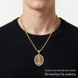 Dije Virgen De Guadalupe Enmallada 8.4 g / 5 cm Dos Oros Amarillo Blanco 18K