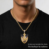 Dije San Miguel Arcangel 20.3 g / 6 cm Dos Oros Amarillo Blanco 18K