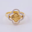 Anillo Trebol Diamantado Rotatorio 3.8 g / T7 1/2 Tres Oros 18K