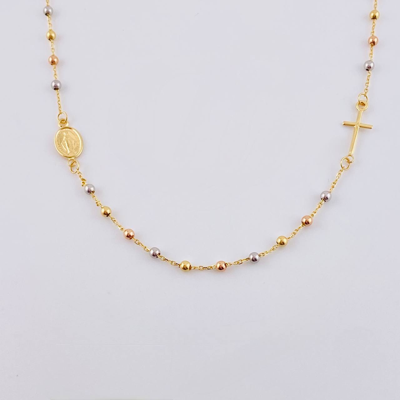 Cadena Denario Virgen Milagrosa 2.85 g / 45 cm / 2,25 mm Tres Oros 18K