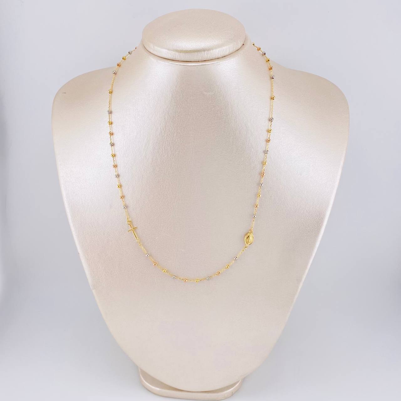 Cadena Denario Virgen Milagrosa 2.85 g / 45 cm / 2,25 mm Tres Oros 18K