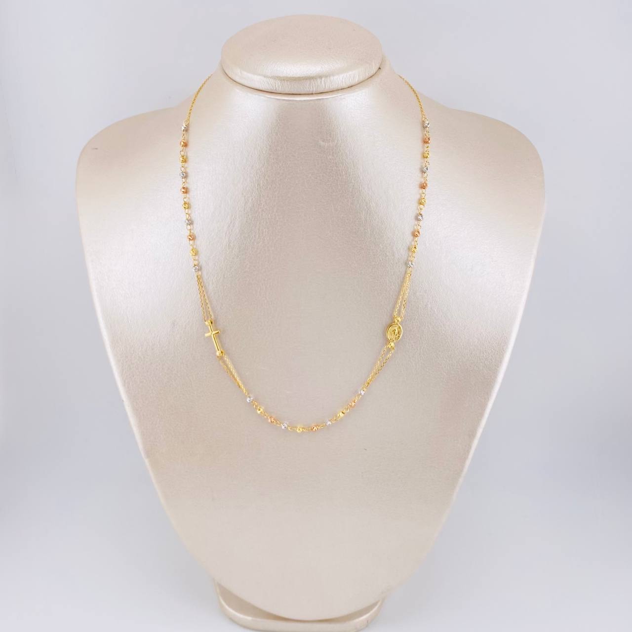 Cadena Denario Virgen Milagrosa 3.8 g / 45 cm / 2,45 mm Tres Oros 18K