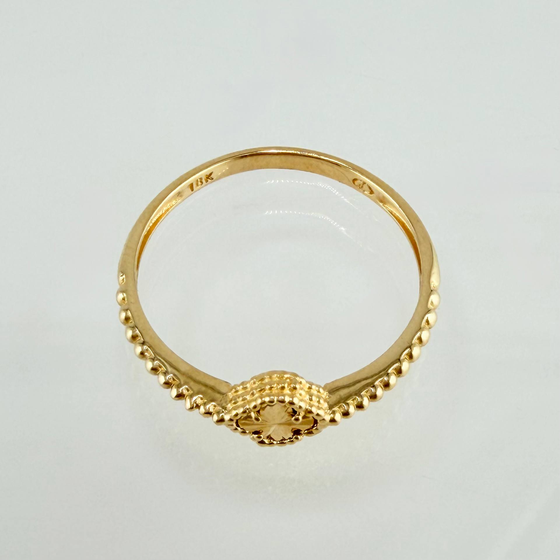Anillo Trebol Dorado Burbujas 1.5gr / T6 3/4 / Oro Amarillo Nac.Esp. 18K