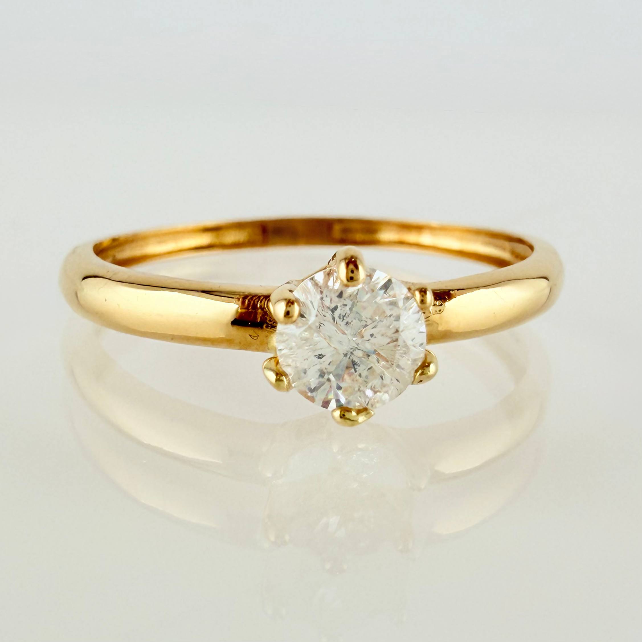 Anillo Solitario Circular 1.2gr / T6 3/4 / Oro Amarillo 18K