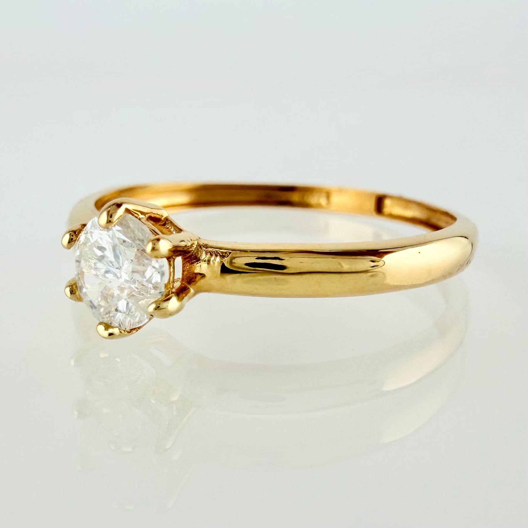Anillo Solitario Circular 1.2gr / T6 3/4 / Oro Amarillo 18K