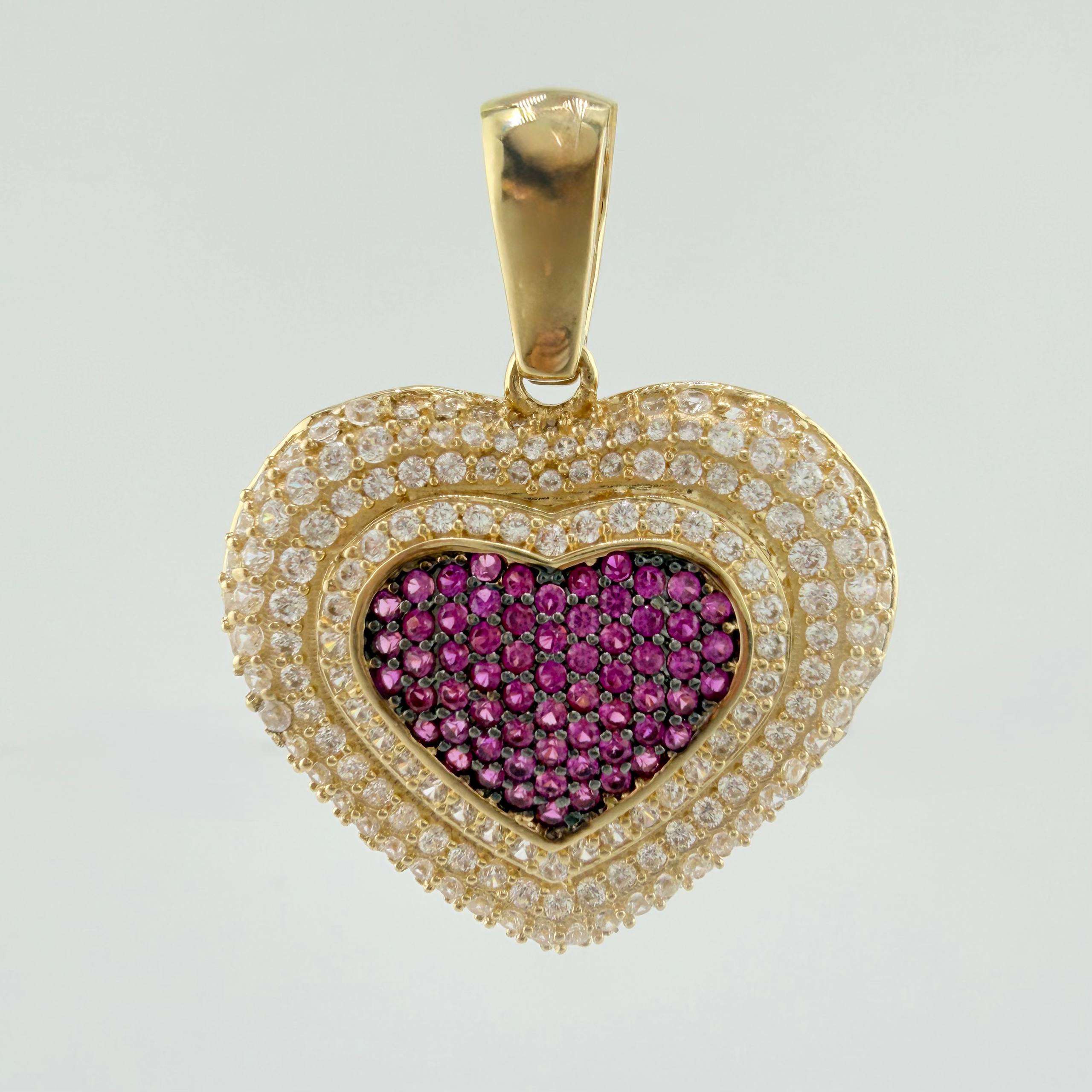 Dije Halo Corazon Tupido 8.85gr / 3.4cm / Oro Amarillo 18K ©