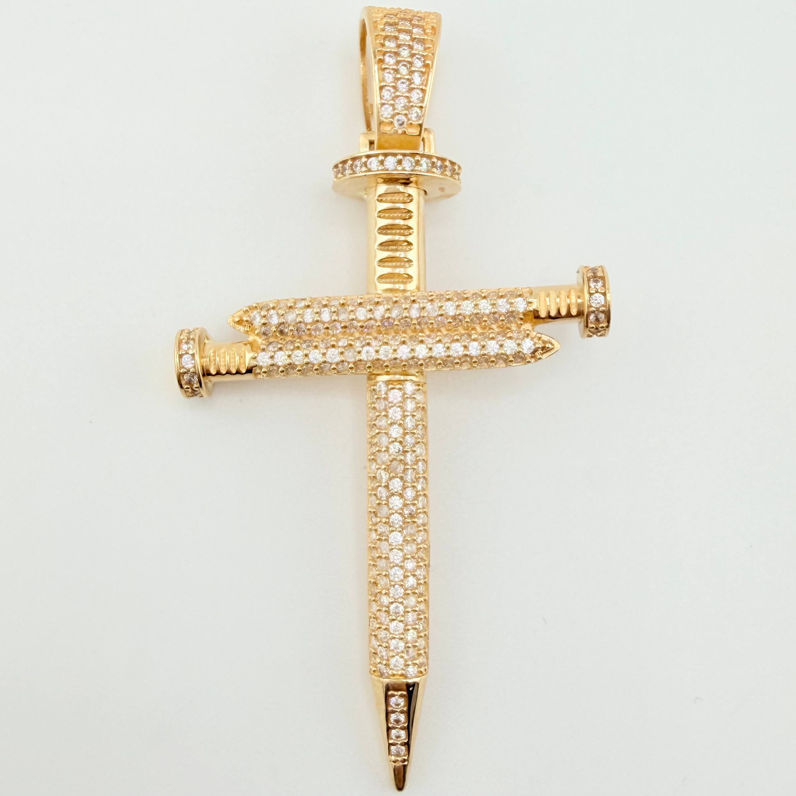 Dije Cruz Clavo Tupido 8.3gr / 6cm / Oro Amarillo 18K
