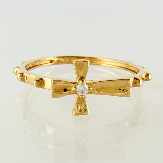 Anillo Cruz Burbujas 1.45gr / T6 / Oro Amarillo 18K