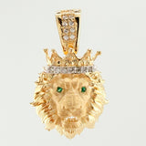 Dije León Corona 3.7gr / 2.7cm / Dos Oros Amarillo Blanco 18K