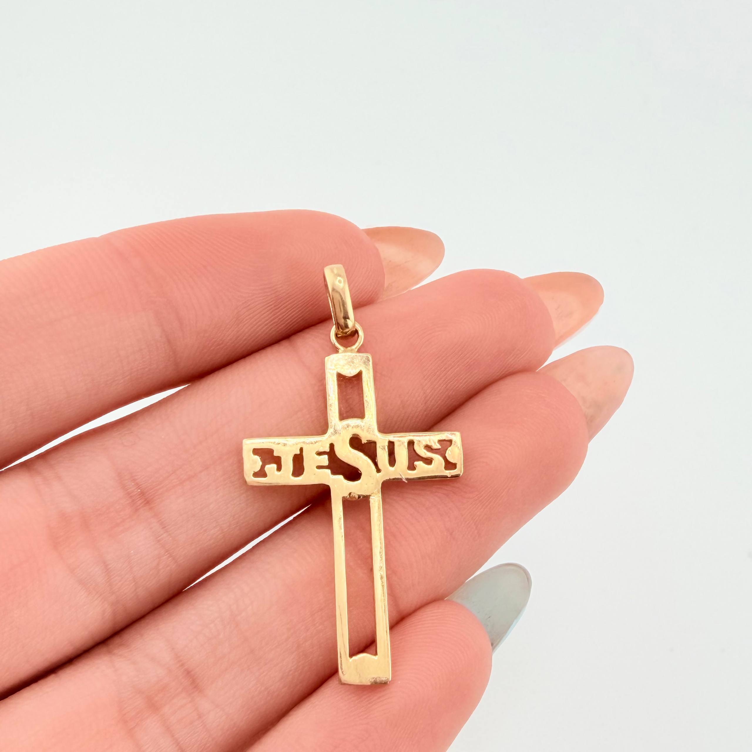 Dije Cruz Jesús 1.5gr / 3.5cm / Oro Amarillo 18K *
