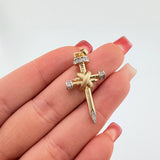 Dije Cruz Clavo 3.8gr / 3.6cm / Dos Oros Amarillo Blanco 18K ©