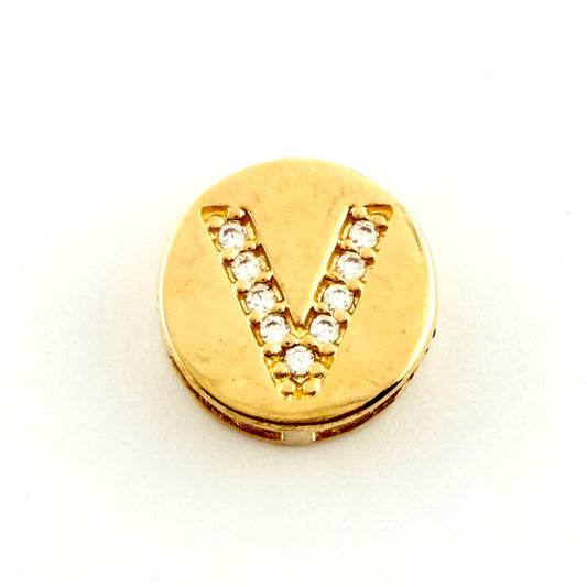 Dije Herraje Letra V 1.4gr / 1cm / Oro Amarillo 18K