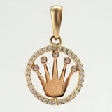 Dije Marco Circular Corona 1.6gr / 2.3cm / Dos Oros Amarillo Rosa 18K ©