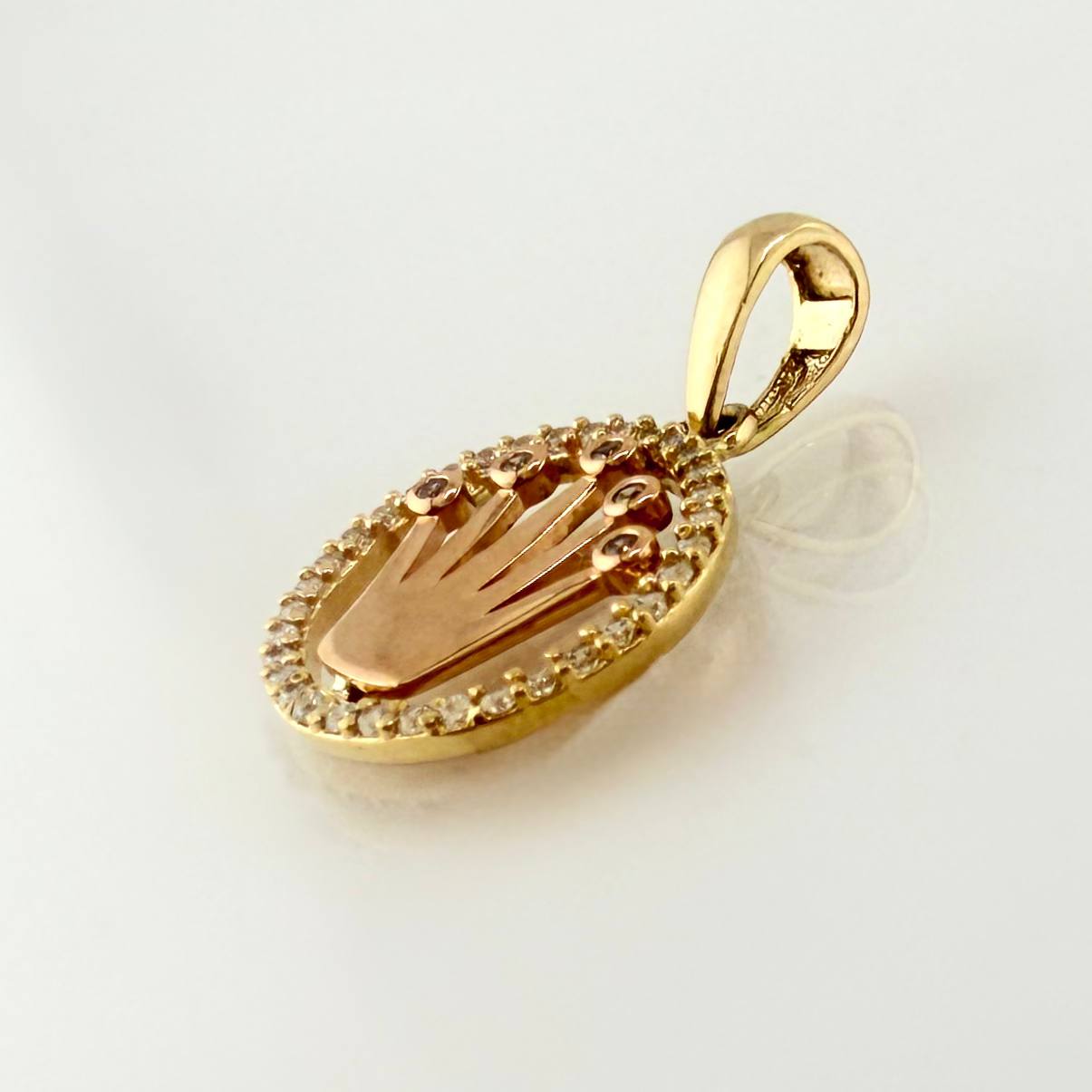 Dije Marco Circular Corona 1.6gr / 2.3cm / Dos Oros Amarillo Rosa 18K ©