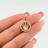 Dije Marco Circular Corona 1.6gr / 2.3cm / Dos Oros Amarillo Rosa 18K ©