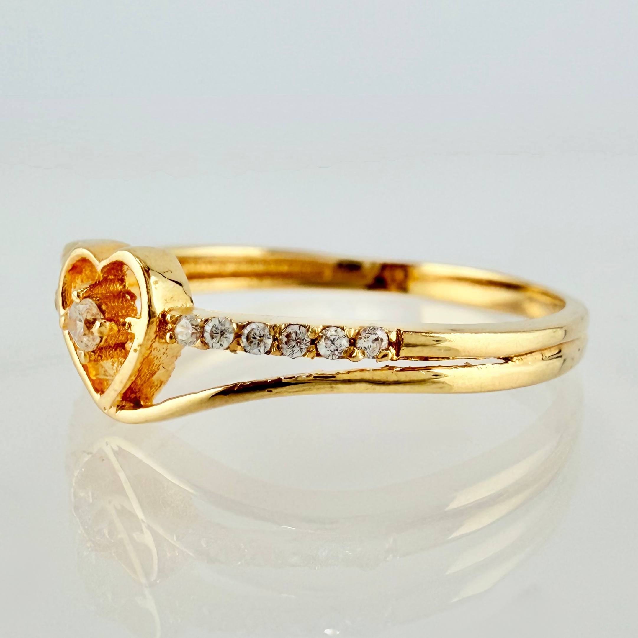 Anillo Corazón Senderos 1.7gr / T7 1/4 / Oro Amarillo 18K