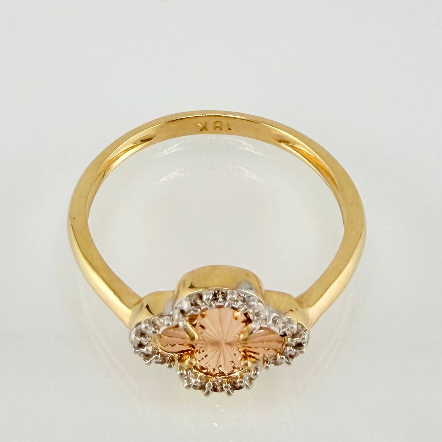 Anillo Trebol Rosa  2.3gr / T6 3/4 / Dos Oros Amarillo Rosa Nac.Esp. 18K