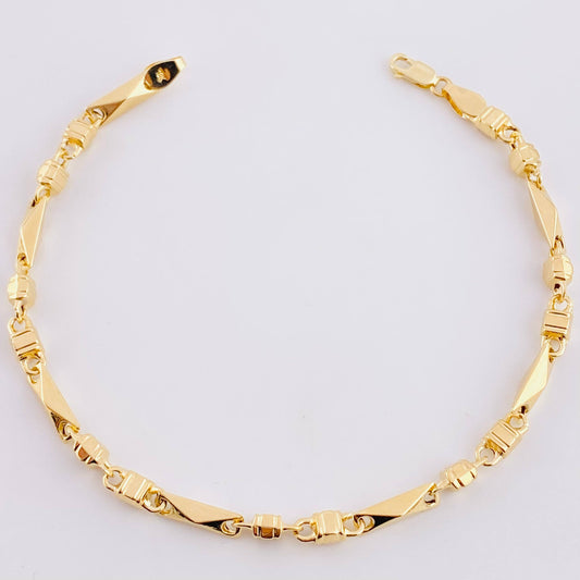 Pulso Rustico Rombo Cubico 4.5 g / 19.5 cm / 3.85 mm Oro Amarillo 18K