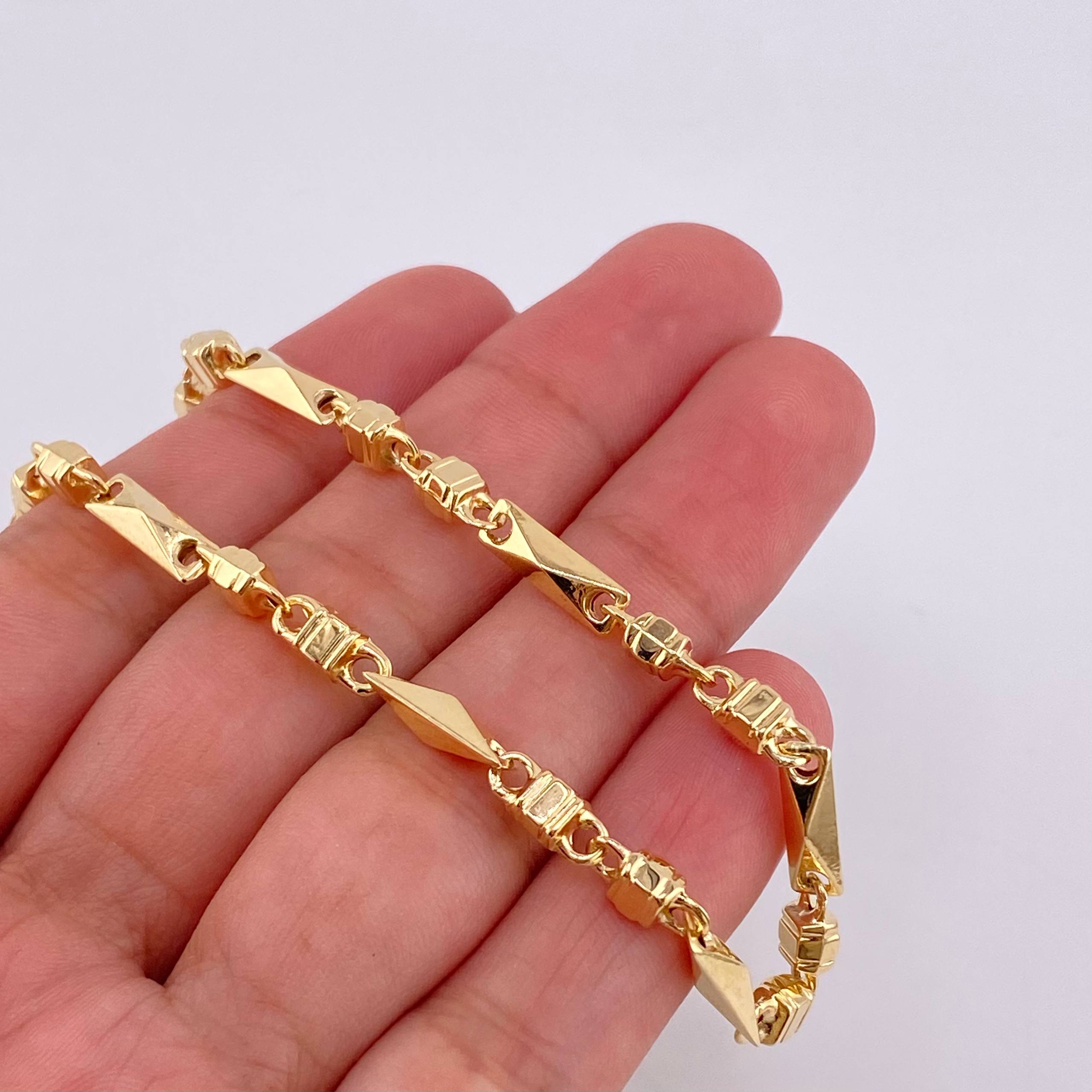 Pulso Rustico Rombo Cubico 4.5 g / 19.5 cm / 3.85 mm Oro Amarillo 18K