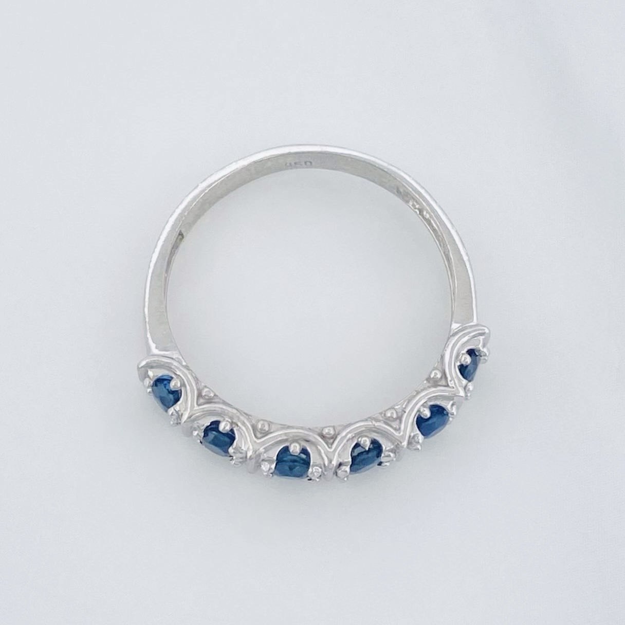 Anillo Acordeón Zafiro 67 Pts 2.3 g / T7 1/4 Plata 925