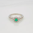 Anillo Halo Cuadrado Esmeralda 26 Pts 2.45 g / T7 1/4 Plata 925