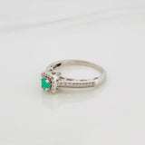 Anillo Halo Cuadrado Esmeralda 26 Pts 2.45 g / T7 1/4 Plata 925