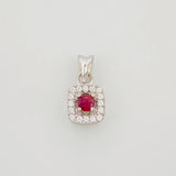 Dije Halo Cuadrado Rubí 15 Pts 0.8 g / 1.5 cm Plata 925