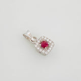 Dije Halo Cuadrado Rubí 15 Pts 0.8 g / 1.5 cm Plata 925