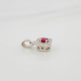 Dije Halo Cuadrado Rubí 15 Pts 0.8 g / 1.5 cm Plata 925