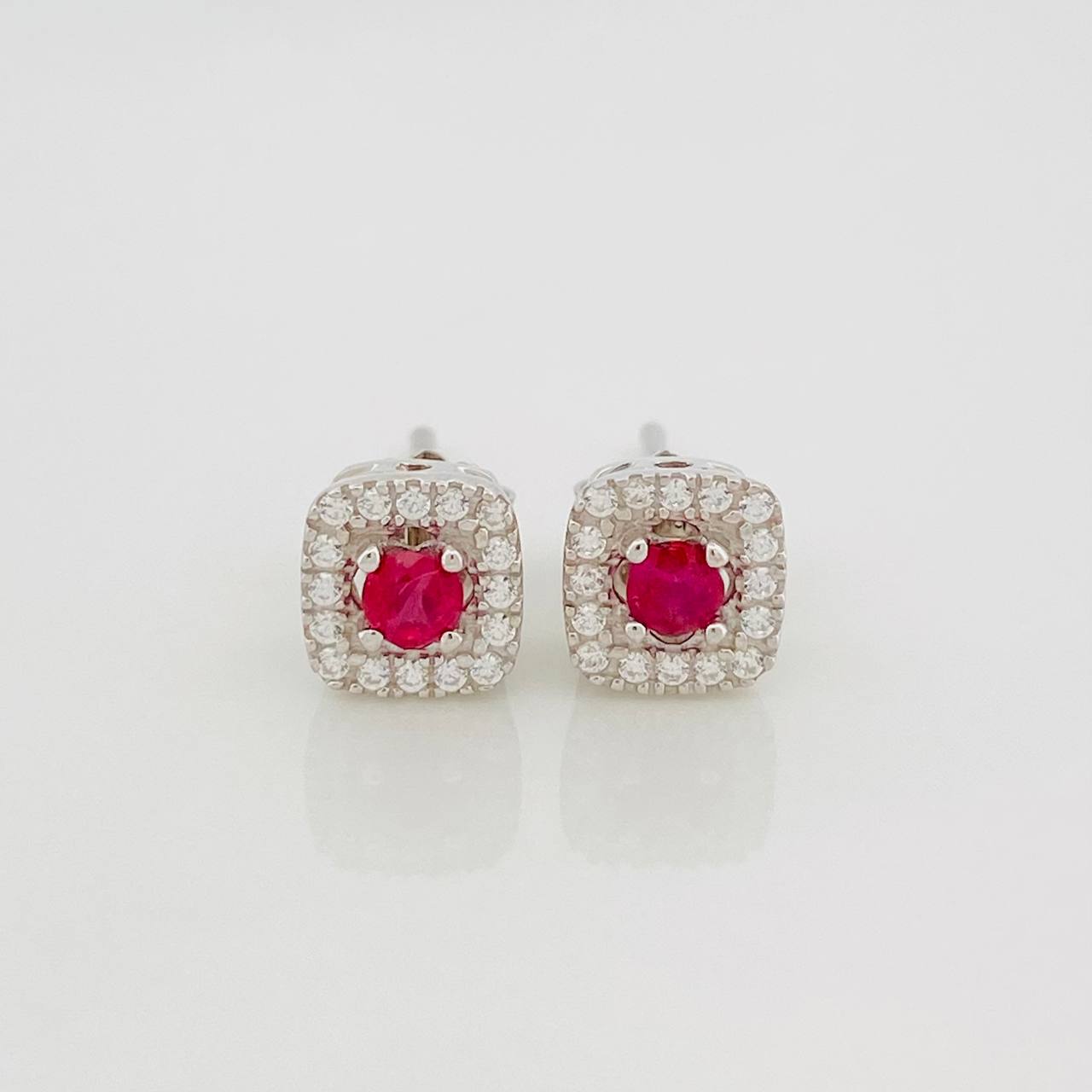 Topos Halo Cuadrado Rubí 25 Pts 1.75 g / 6.6 mm Plata 925