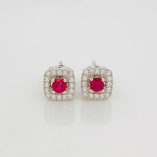 Topos Halo Cuadrado Rubí 25 Pts 1.75 g / 6.6 mm Plata 925