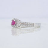 Anillo Halo Cuadrado Rubí 21 Pts 1.75 g / T6 Plata 925