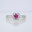Anillo Halo Cuadrado Rubí 21 Pts 1.75 g / T6 Plata 925