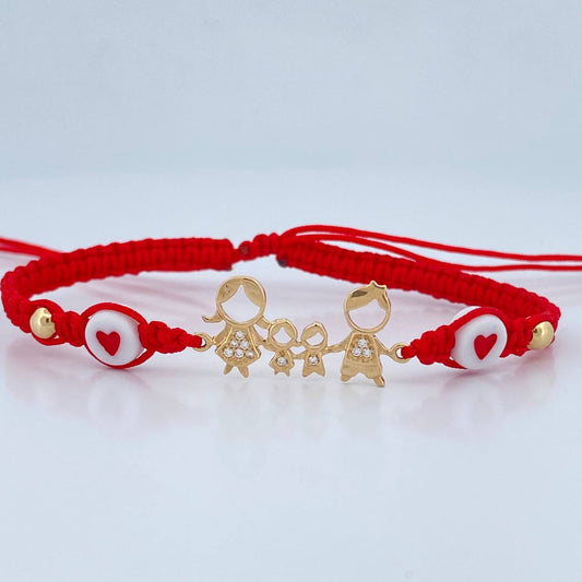 Pulsera Roja Herraje Familia 1.45gr / Oro 18K $