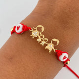 Pulsera Roja Herraje Familia 1.45gr / Oro 18K $