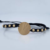 Pulsera Negra Herraje Placa 2.25gr / Oro 18K $
