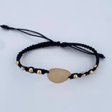 Pulsera Negra Herraje Placa 2.25gr / Oro 18K $