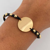 Pulsera Negra Herraje Placa 2.25gr / Oro 18K $