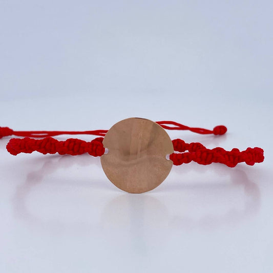 Pulsera Roja Herraje Placa 1.35gr / Oro 18K $