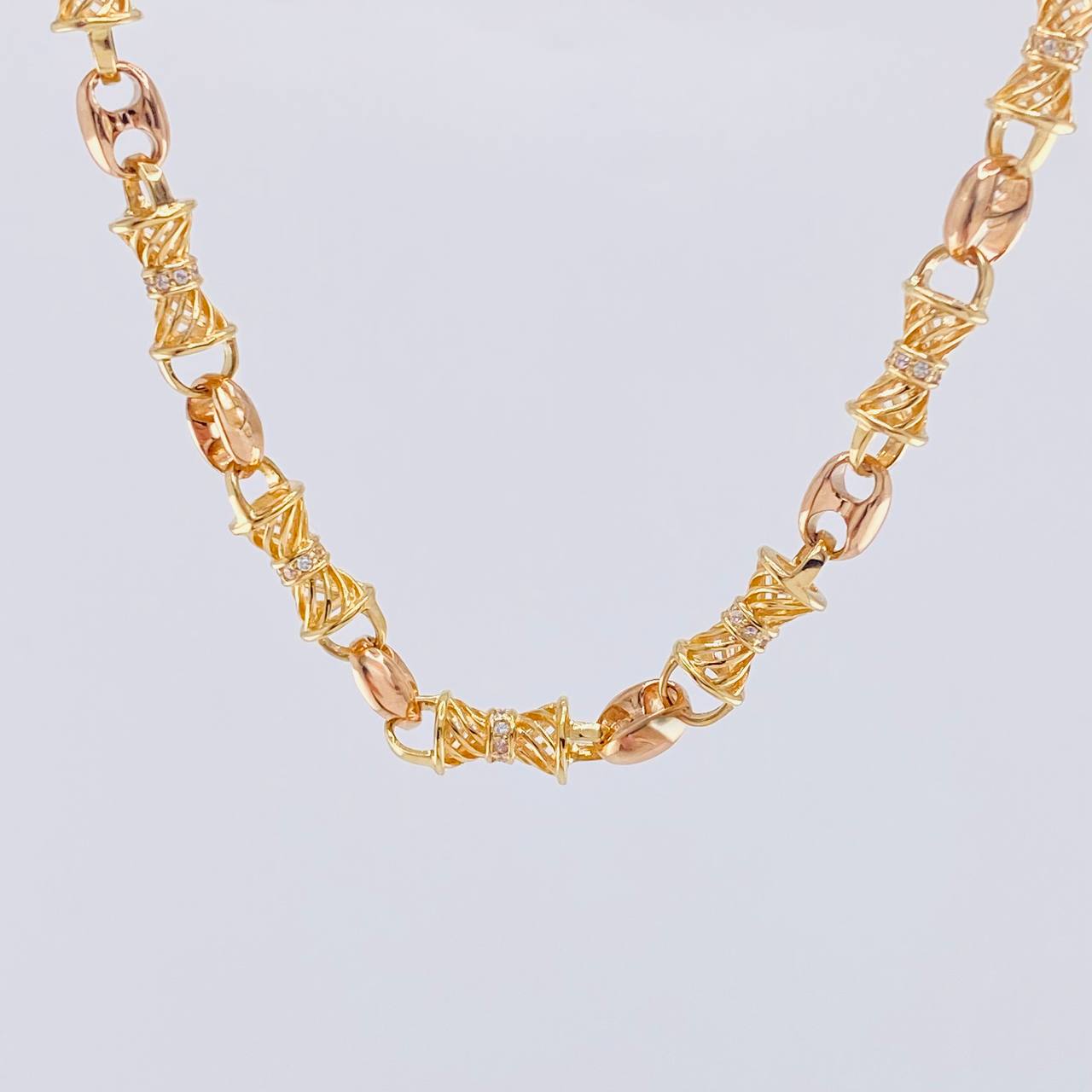 Cadena Rustica Gc 58.45 g / 65 cm / 6.1 mm Dos Oros Amarillo Rosa 18K