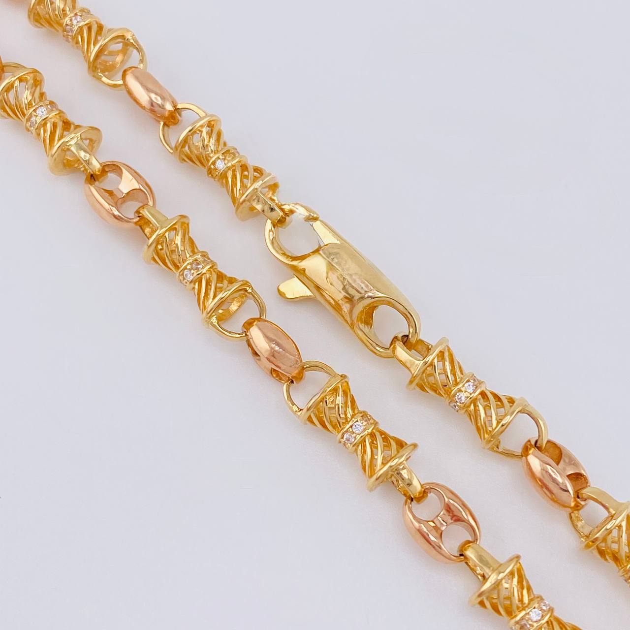 Cadena Rustica Gc 58.45 g / 65 cm / 6.1 mm Dos Oros Amarillo Rosa 18K