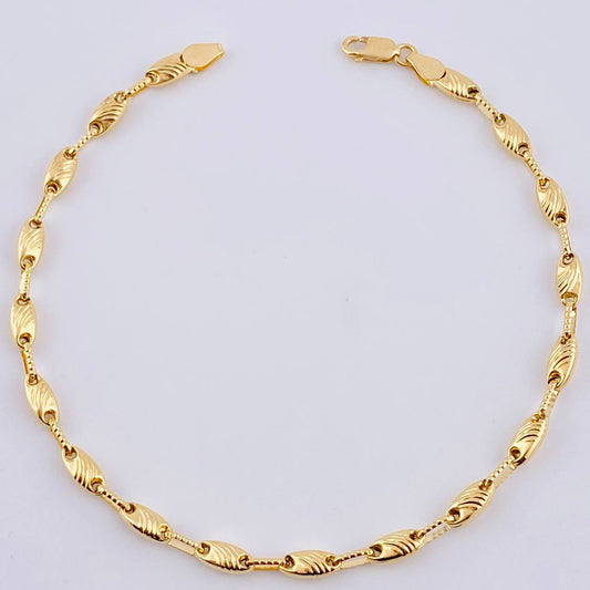Pulso Rustico Ovalo Rayado 4.2 g / 21 cm / 3,6 mm Oro Amarillo 18K