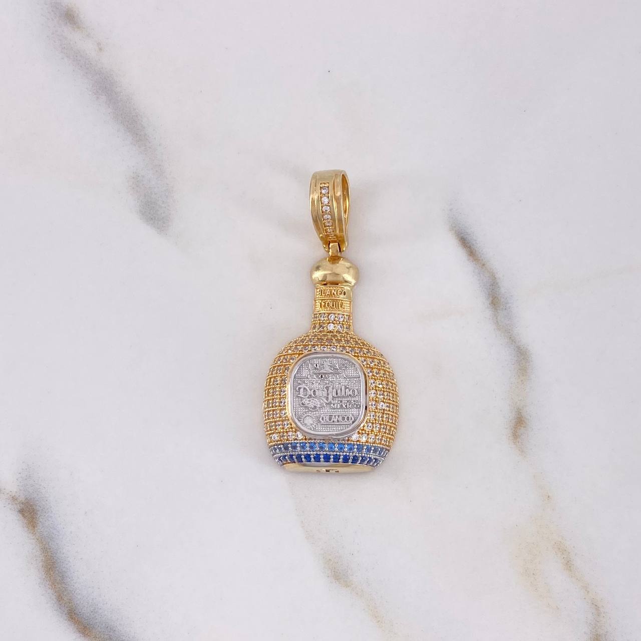 Dije Botella Don Julio 7.25gr / 4.2cm / Circones Blancos Azules Dos Oros Amarillo Blanco 18K $