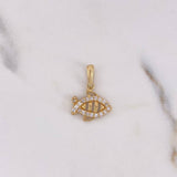 Dije Pez 1.1gr / 1.8cm / Circones Blancos Oro Amarillo 18K #