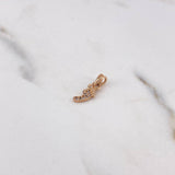 Dije Pie 0.75gr / 1.6cm / Circones Blancos Oro Rosa 18K #